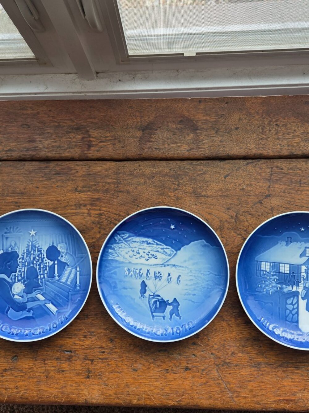 3 x Royal Copenhagen Denmark 1971, 1972, 1973 Christmas Collector Plates Signed